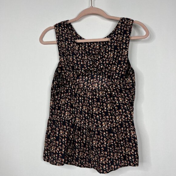 2/$30 ZARA Silk Abstract Printed Sleeveless Peplum Blouse Small #8725 - Picture 4 of 9